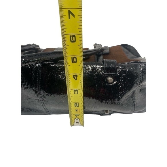 KENNETH COLE Shoulder Bag Tote Carryall Laptop Patent Leather Pony Cow Hair New - Picture 4 of 6